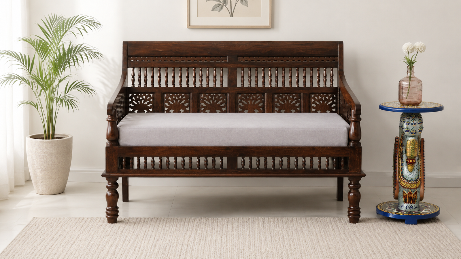 Urban Royale Solid Wood 2 Seater Sofa for Contemporary Homes