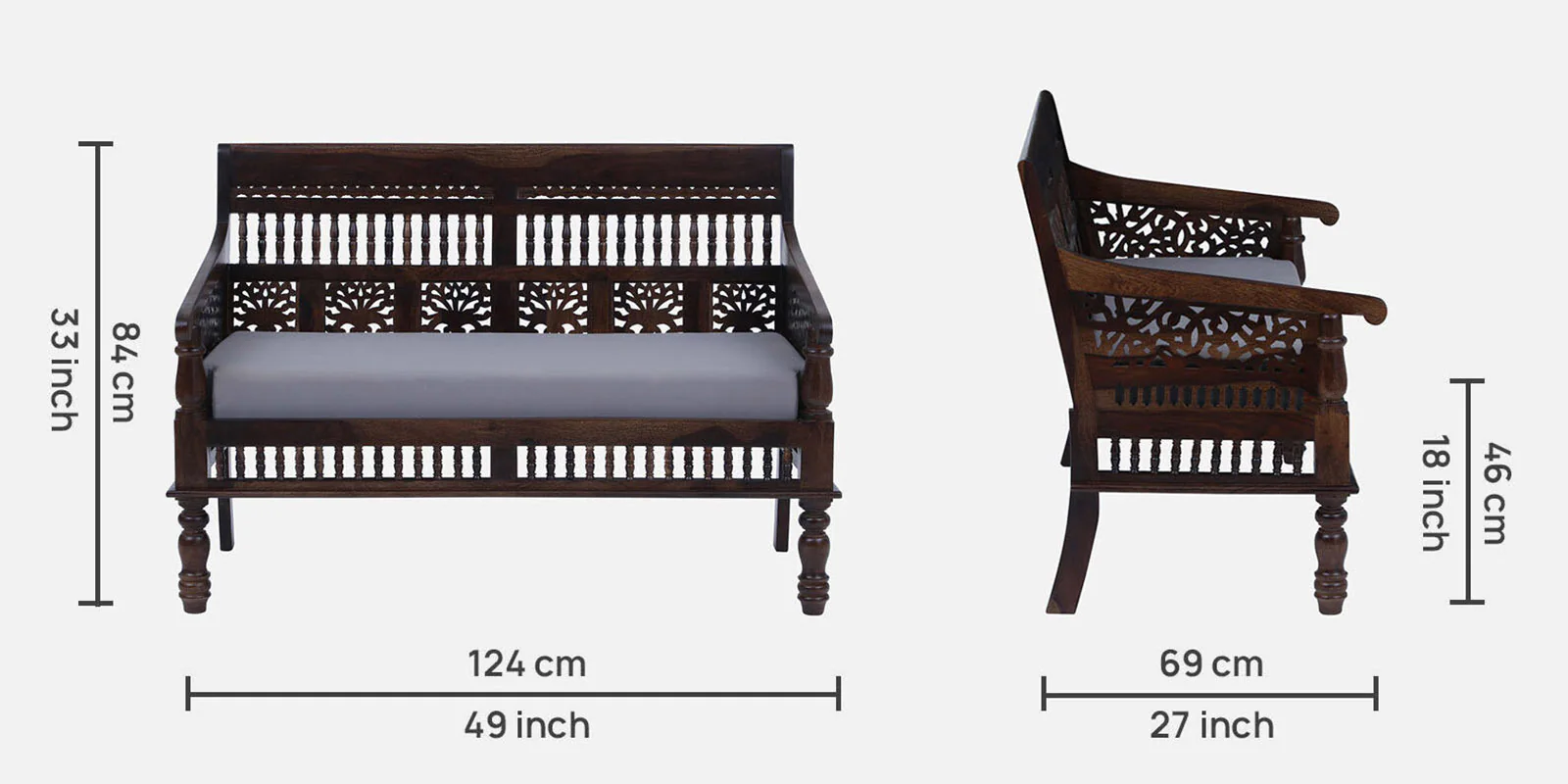 Urban Royale Solid Wood 2 Seater Sofa for Contemporary Homes - Image 4