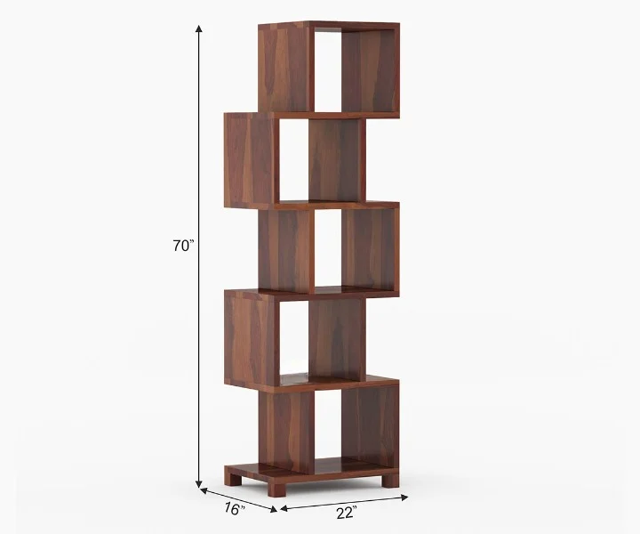 Urban Timber Solid Sheesham Wood Book Storage Shelf with Open Compartments - Image 6