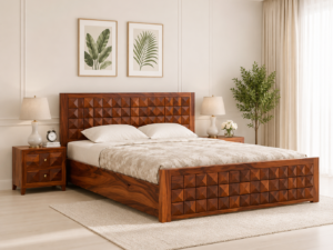 Valencia Premium Sheesham Wood Bed with Box Storage