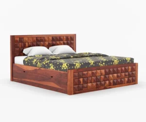 Valencia Premium Sheesham Wood Bed with Box Storage - Image 3
