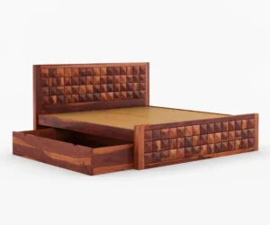 Valencia Premium Sheesham Wood Bed with Box Storage - Image 5