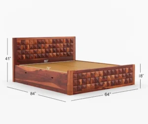 Valencia Premium Sheesham Wood Bed with Box Storage - Image 6