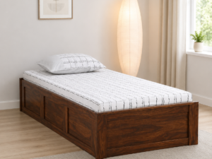 Valencia Premium Sheesham Wood Single Bed with Elegant Wooden Finish