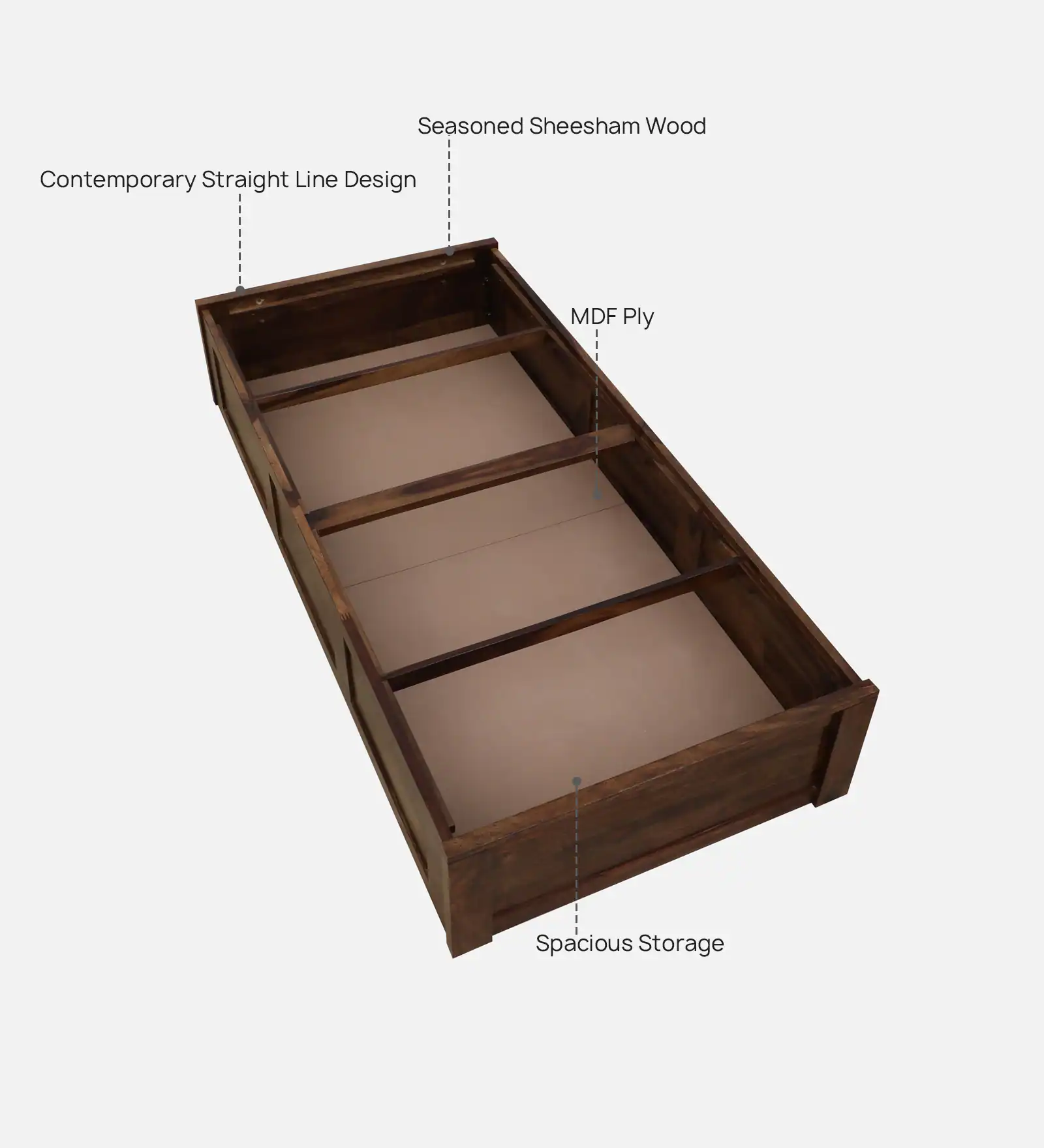 Valencia Premium Sheesham Wood Single Bed with Elegant Wooden Finish - Image 6