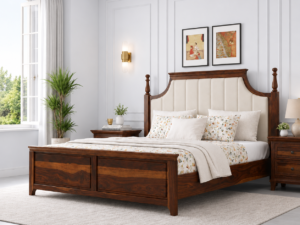 Valencia Premium Solid Wood Bed in Natural Honey Oak Finish