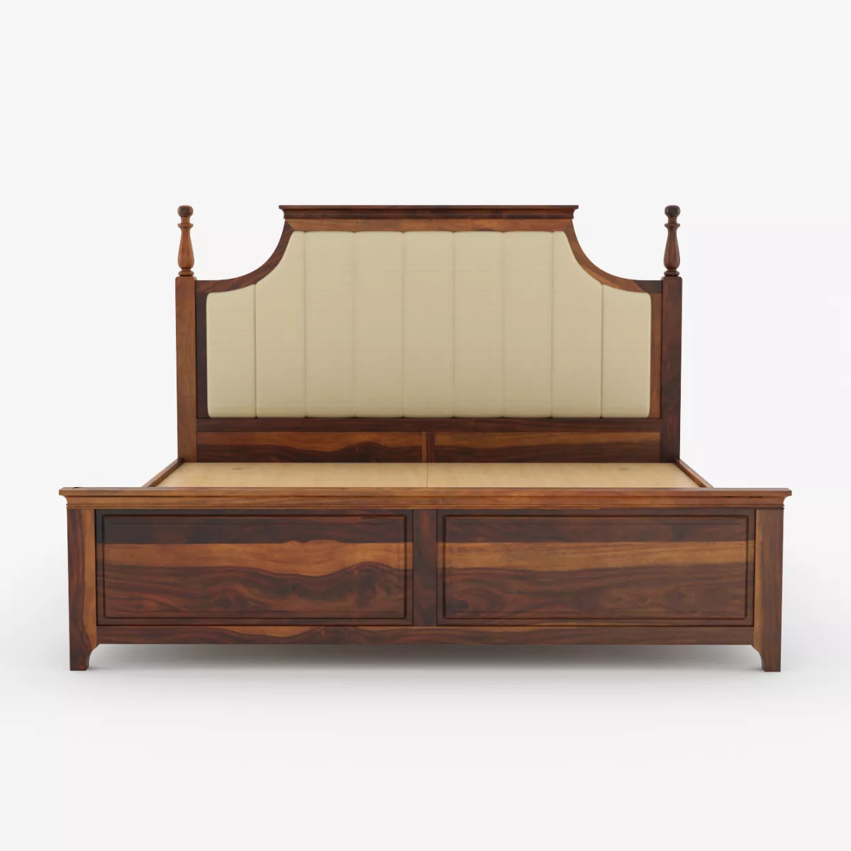Valencia Premium Solid Wood Bed in Natural Honey Oak Finish - Image 2
