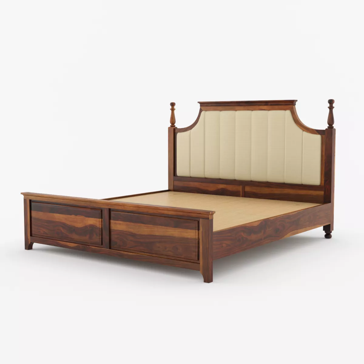 Valencia Premium Solid Wood Bed in Natural Honey Oak Finish - Image 3