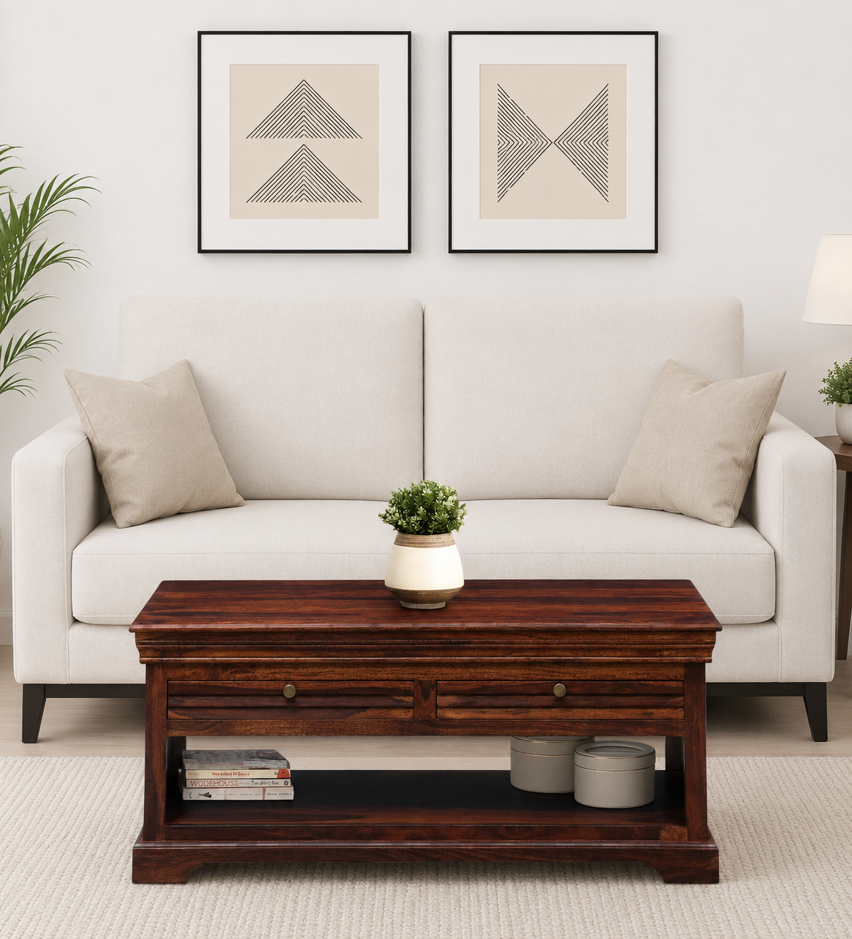 Valenwood Luxury Sheesham Wood Coffee Table with Shelf Storage