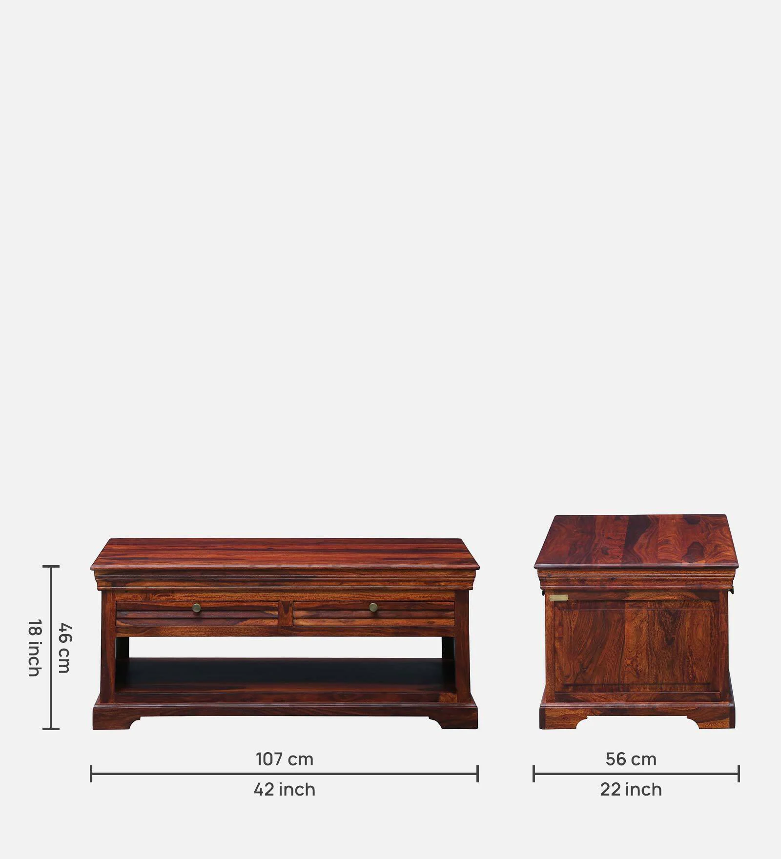 Valenwood Luxury Sheesham Wood Coffee Table with Shelf Storage - Image 6