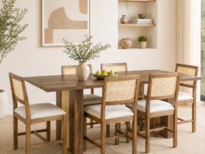 Vanora Solid Sheesham Wood 6 Seater Dining Table Set in Teak Finish