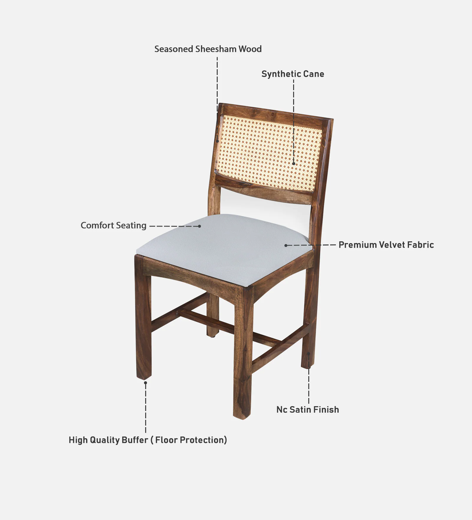 Vanora Solid Sheesham Wood 6 Seater Dining Table Set in Teak Finish - Image 3