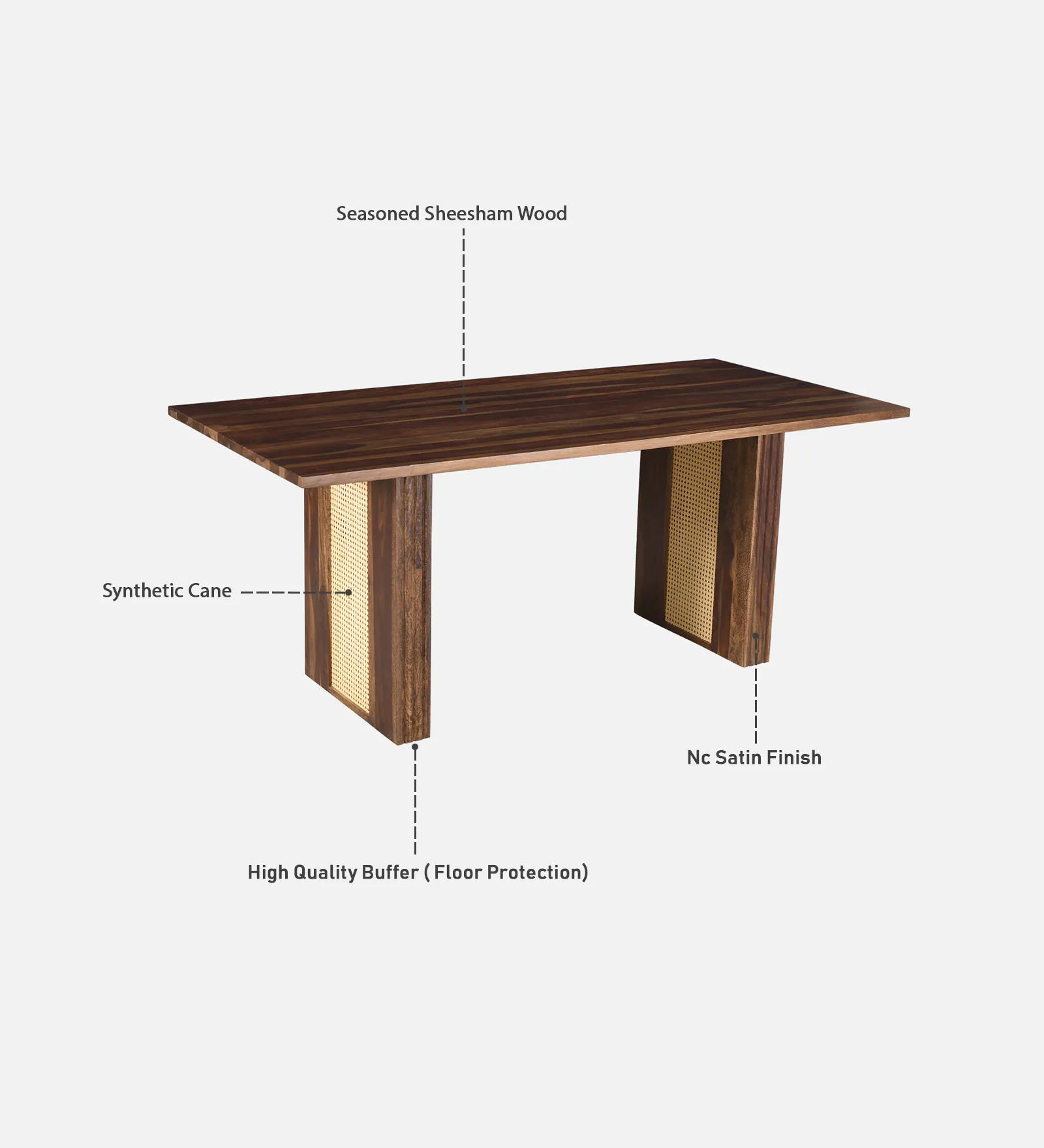 Vanora Solid Sheesham Wood 6 Seater Dining Table Set in Teak Finish - Image 6