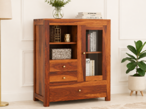 Vanora Solid Sheesham Wood Cabinet in Walnut Finish