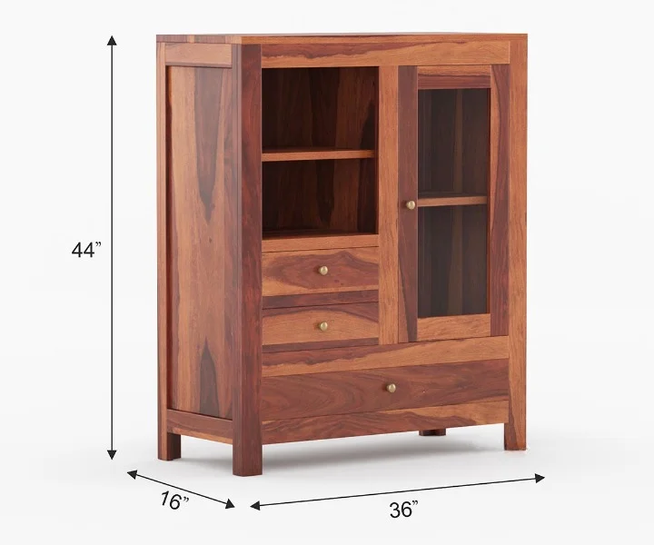 Vanora Solid Sheesham Wood Cabinet in Walnut Finish - Image 3