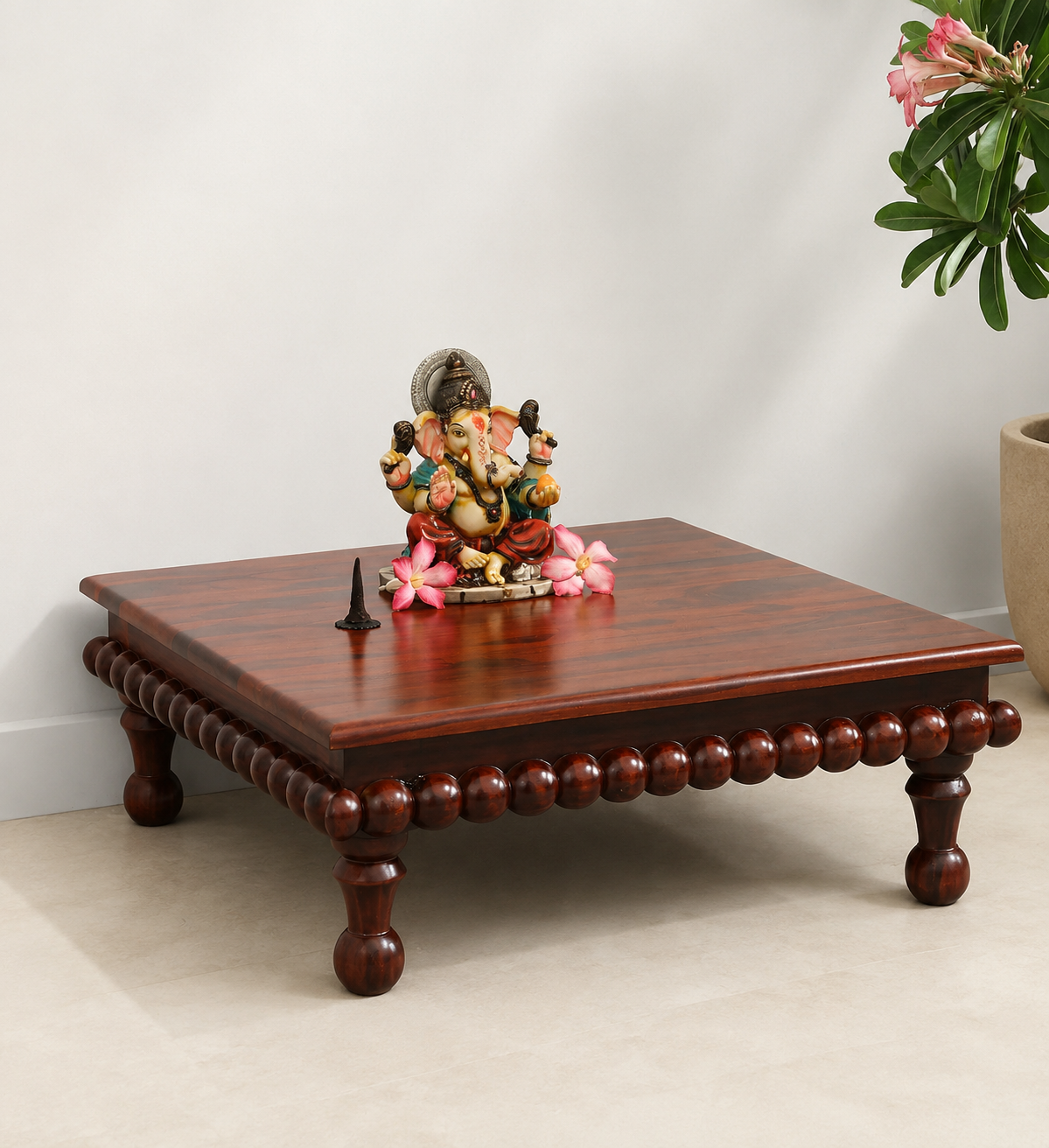Vedika Premium Sheesham Wood Pooja Chowki