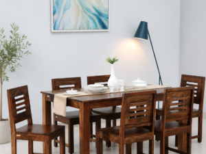 Velmont Solid Sheesham Wood 6 Seater Dining Set in Walnut Finish