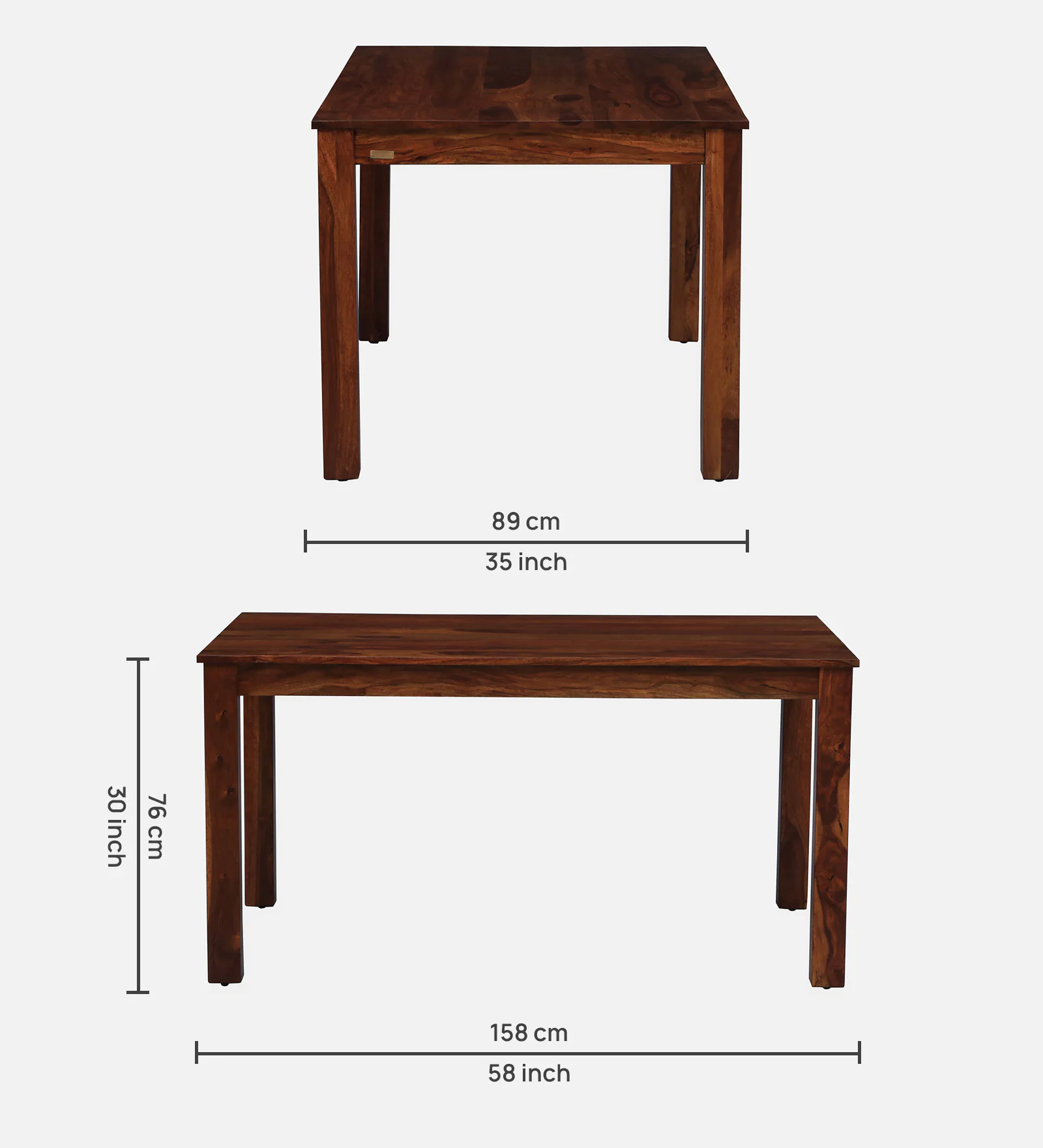 Velmont Solid Sheesham Wood 6 Seater Dining Set in Walnut Finish - Image 2