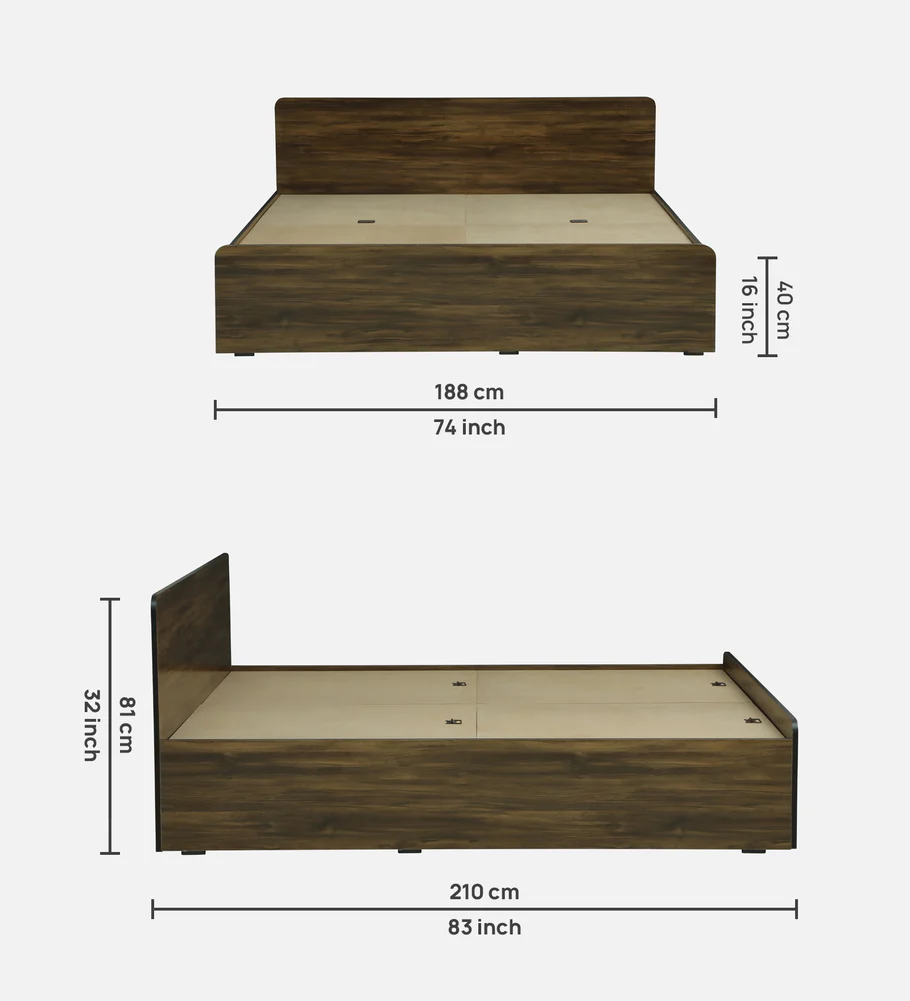 Velmora Premium Solid Wood Bed with Contemporary Design in Honey Oak Finish - Image 2