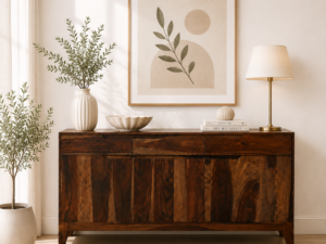 Velmora Solid Wood Modern Storage Cabinet in Provincial Teak Finish