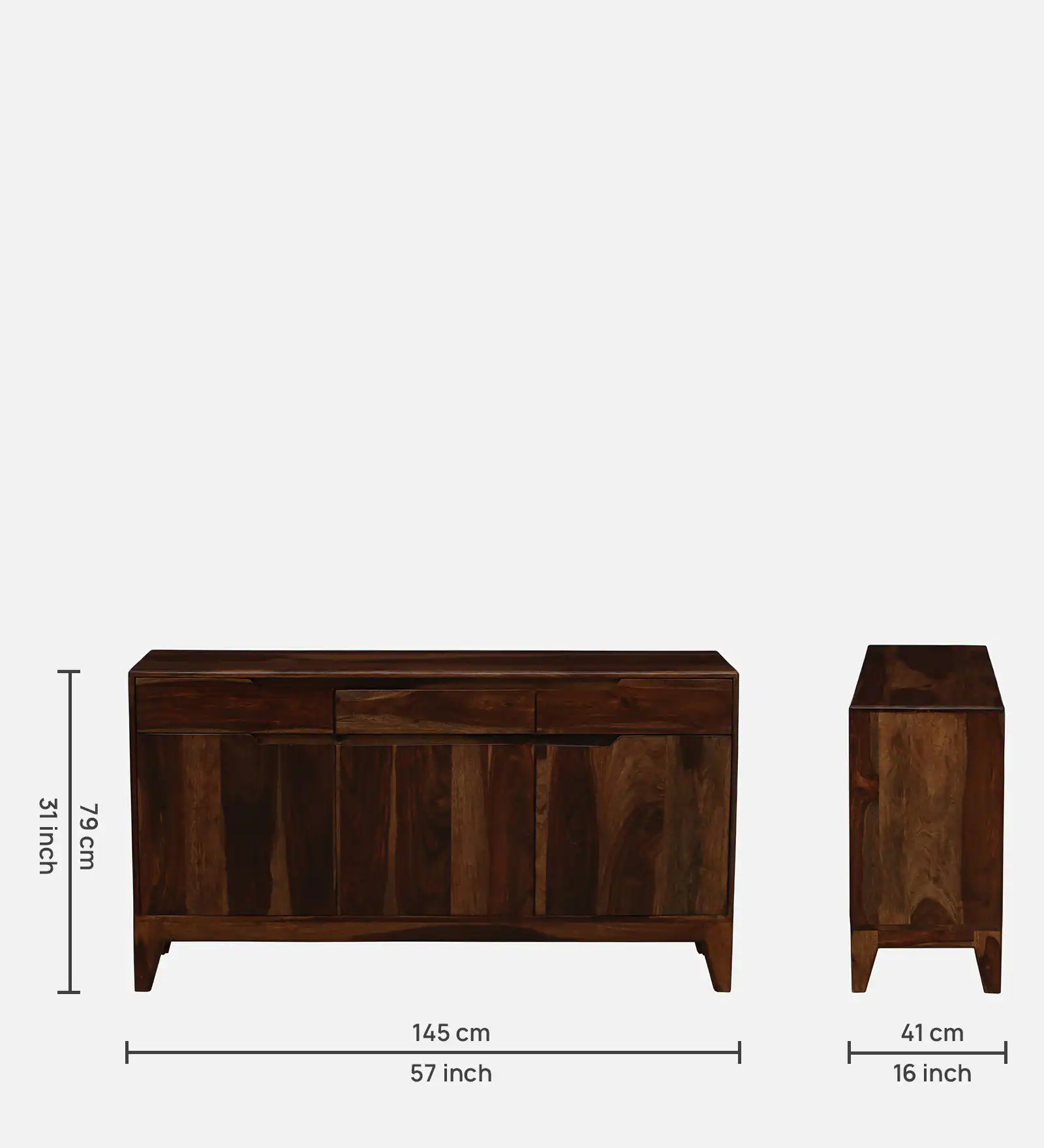 Velmora Solid Wood Modern Storage Cabinet in Provincial Teak Finish - Image 3
