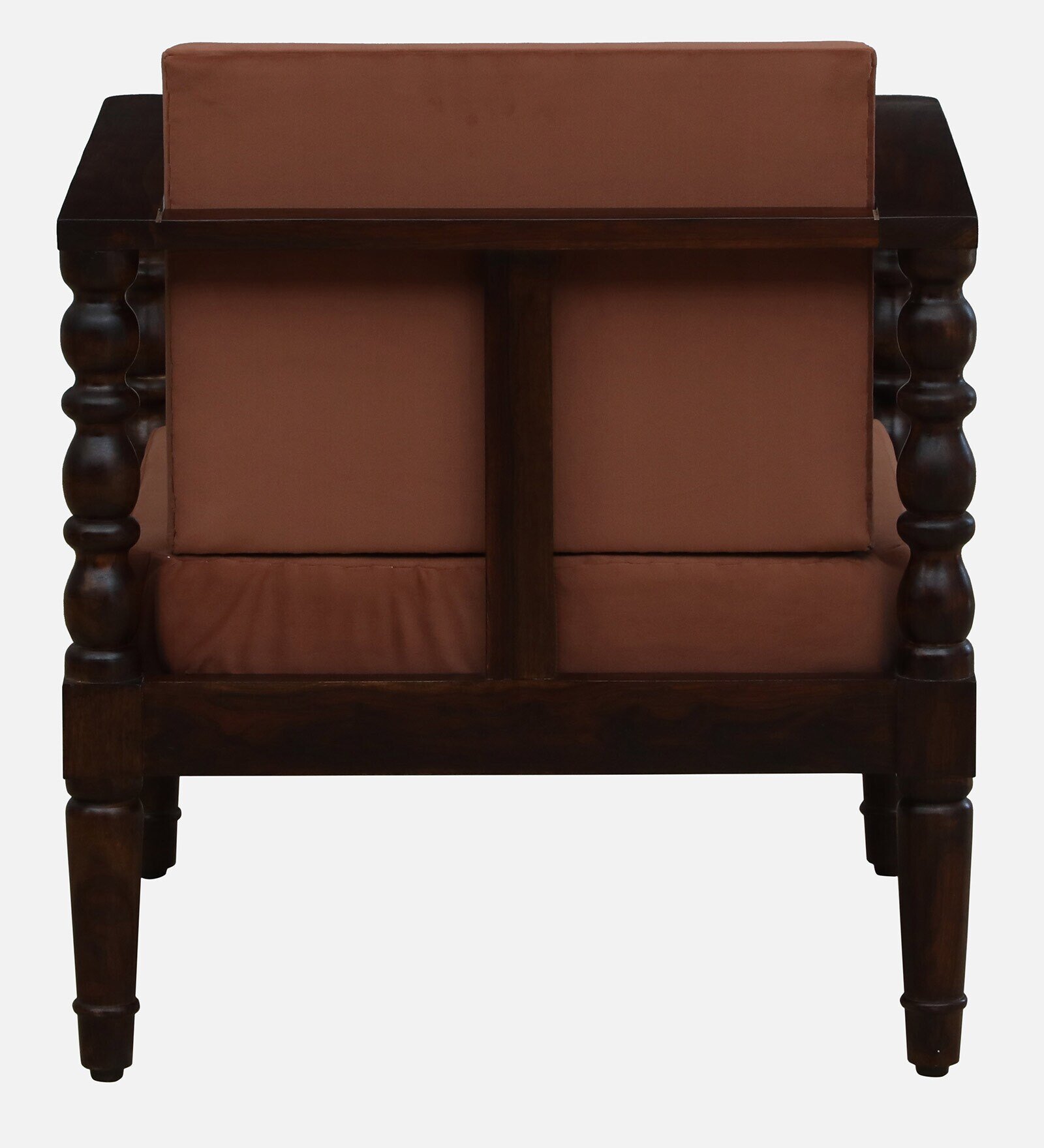 Velora Sheesham Wood Upholstered 1 Seater Sofa in Provincial Teak Finish - Image 2