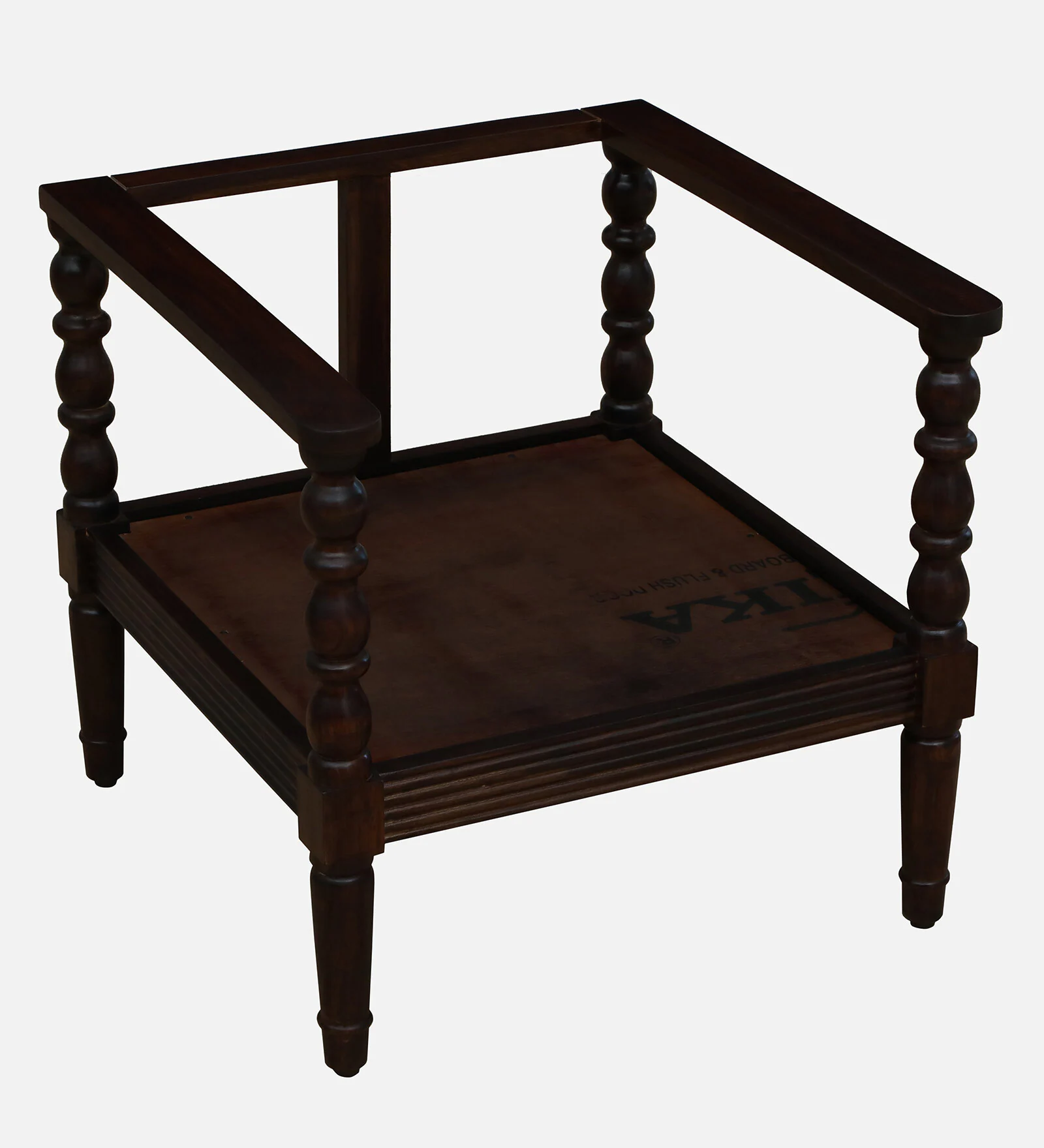 Velora Sheesham Wood Upholstered 1 Seater Sofa in Provincial Teak Finish - Image 3