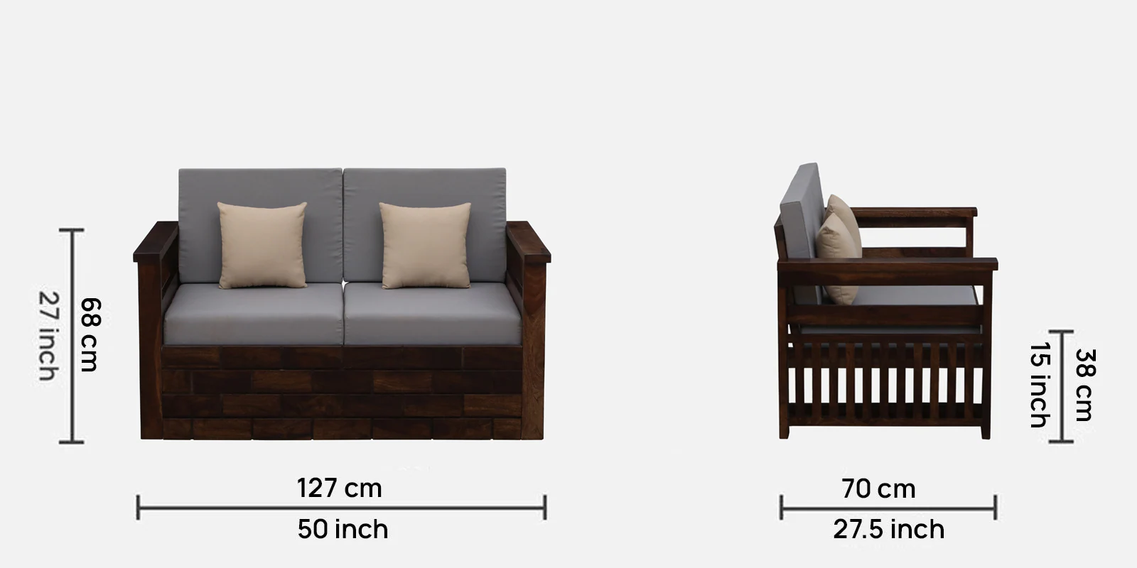 Veloria Classic Wooden 2 Seater Sofa with Premium Upholstery Finish - Image 2