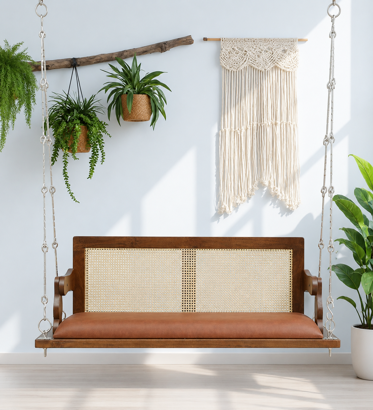 Veloura Designer Solid Wood Wooden Swing in Provincial Teak Finish