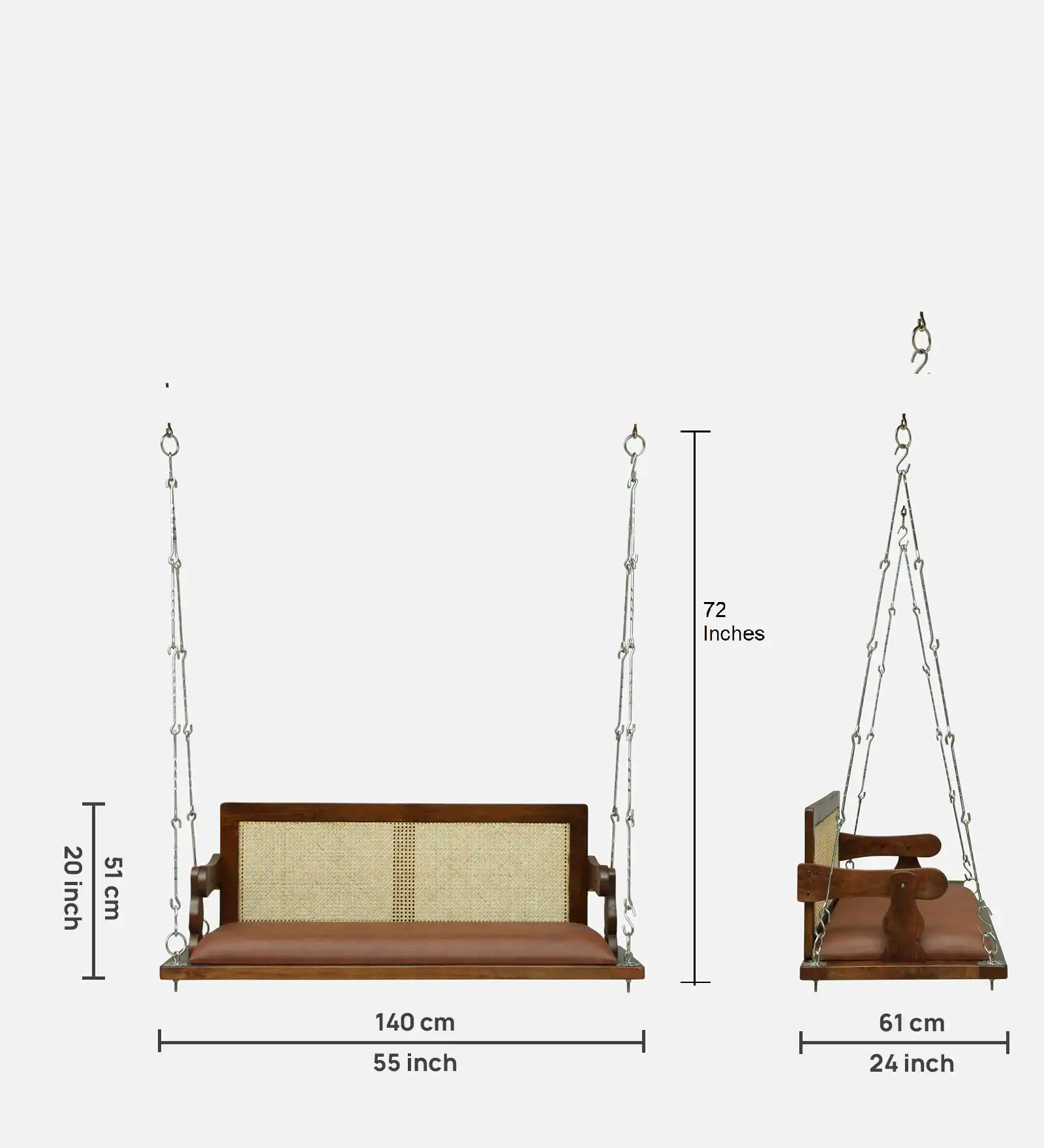 Veloura Designer Solid Wood Wooden Swing in Provincial Teak Finish - Image 2