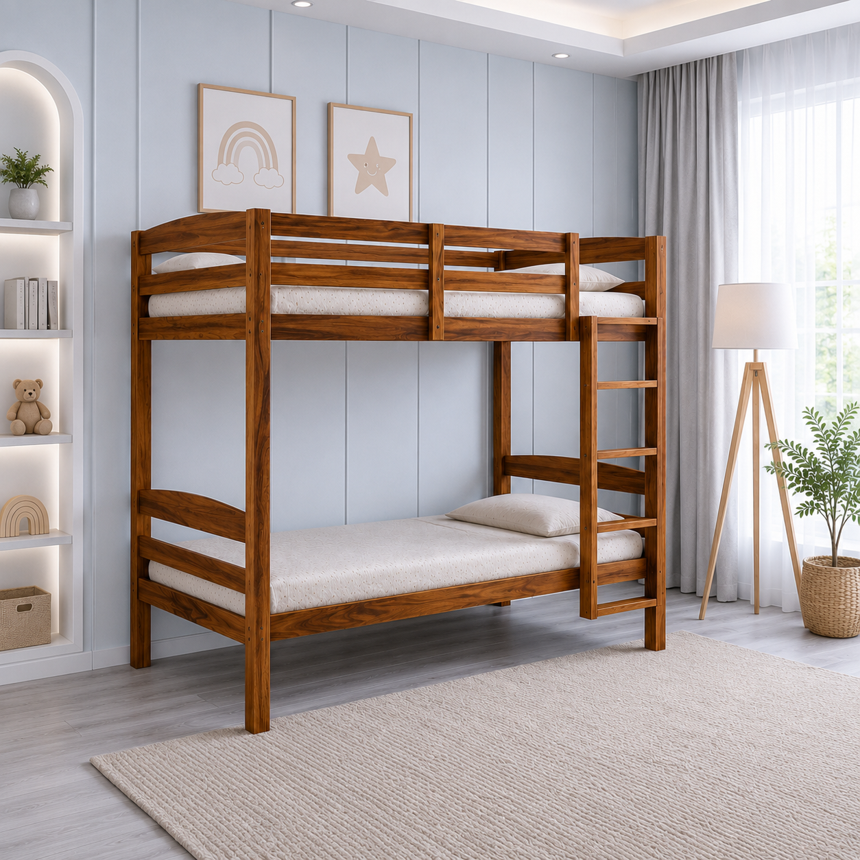 Veloura Solid Wood Bunk Bed in Natural Finish