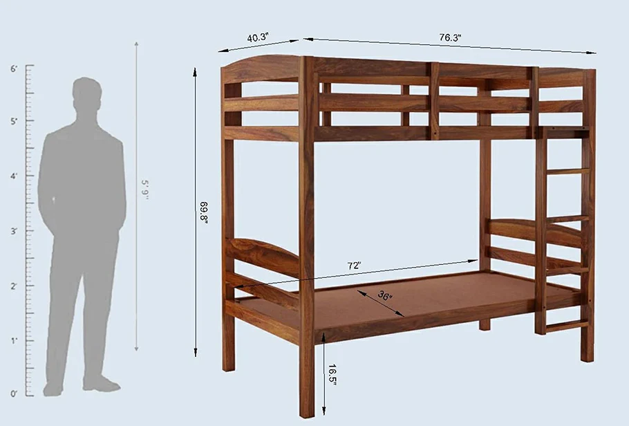Veloura Solid Wood Bunk Bed in Natural Finish - Image 2