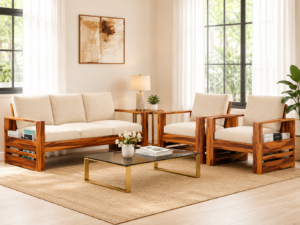 Verdora Premium Solid Sheesham Wood Living Room Sofa Set