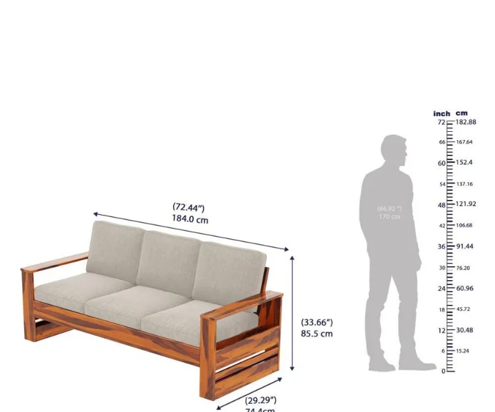 Verdora Premium Solid Sheesham Wood Living Room Sofa Set - Image 7