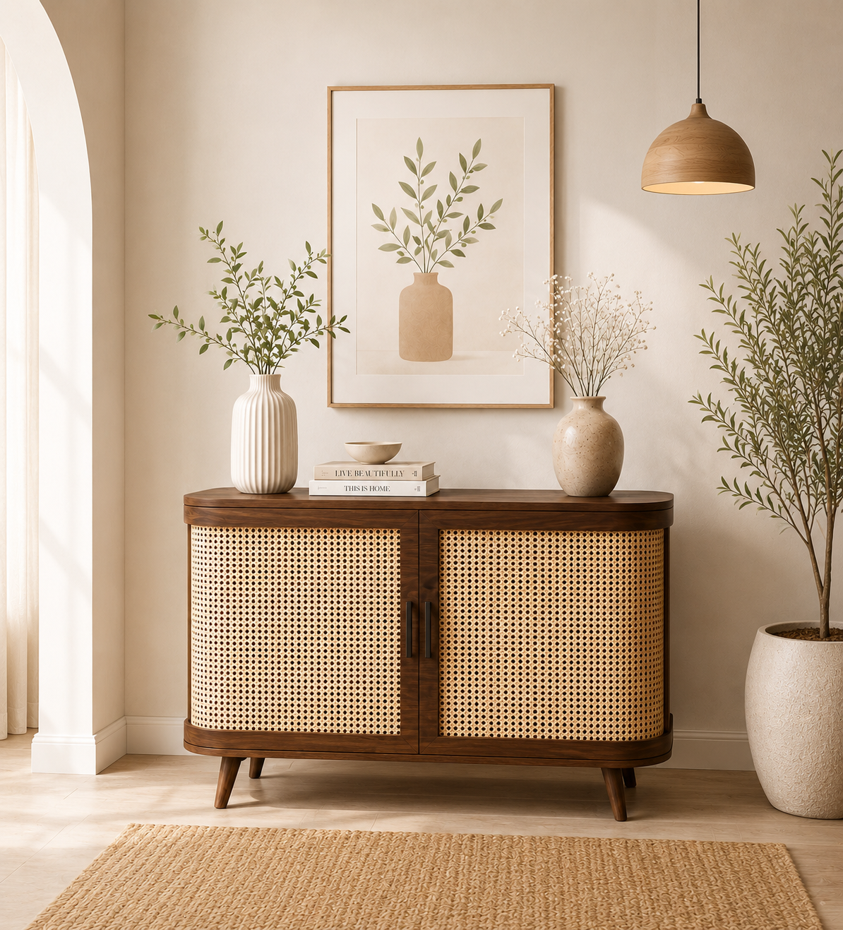Verlona Modern Wooden Cabinet with Premium Sheesham Wood Detailing