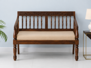 Verona Classic Sheesham Wood 2 Seater Lounge Sofa in Walnut Finish