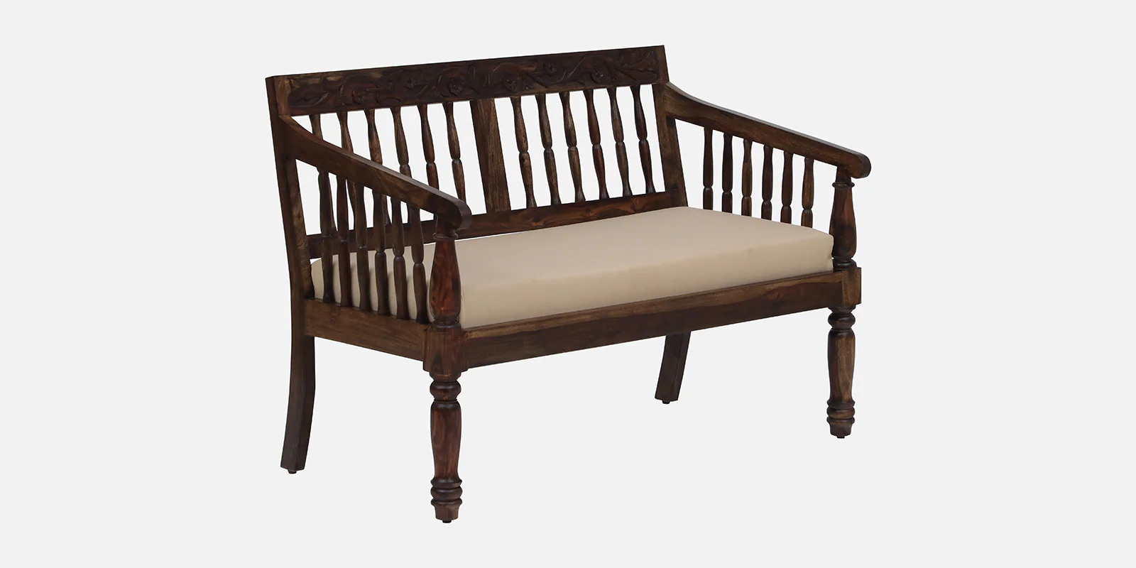 Verona Classic Sheesham Wood 2 Seater Lounge Sofa in Walnut Finish - Image 4
