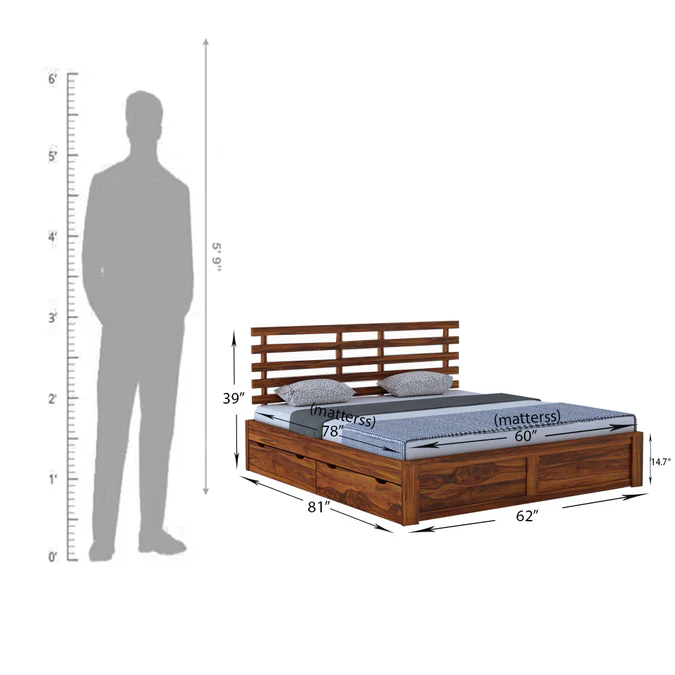 Verona Premium Sheesham Wood Bed with Contemporary Wooden Design - Image 6