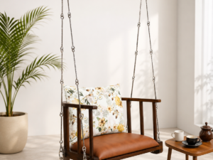 Verona Premium Wooden Hanging Swing in Natural Wood Finish