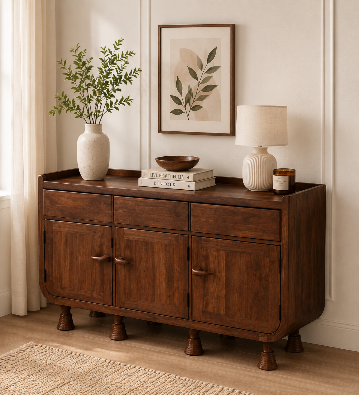 Verona Solid Sheesham Wood Designer Cabinet in Classic Finish