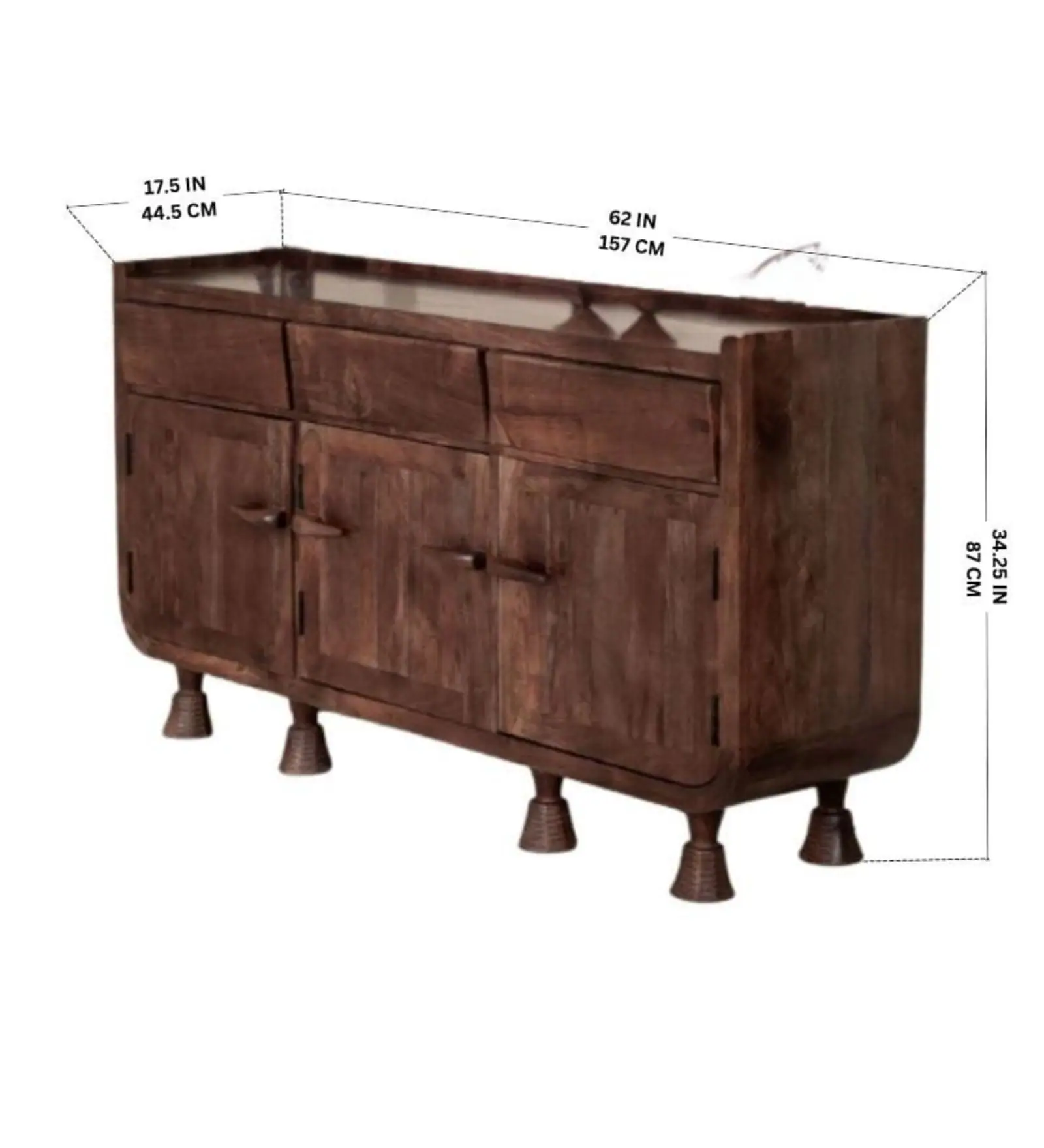 Verona Solid Sheesham Wood Designer Cabinet in Classic Finish - Image 3