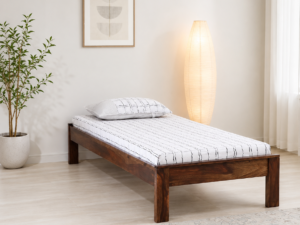 Verona Solid Sheesham Wood Single Bed with Contemporary Design