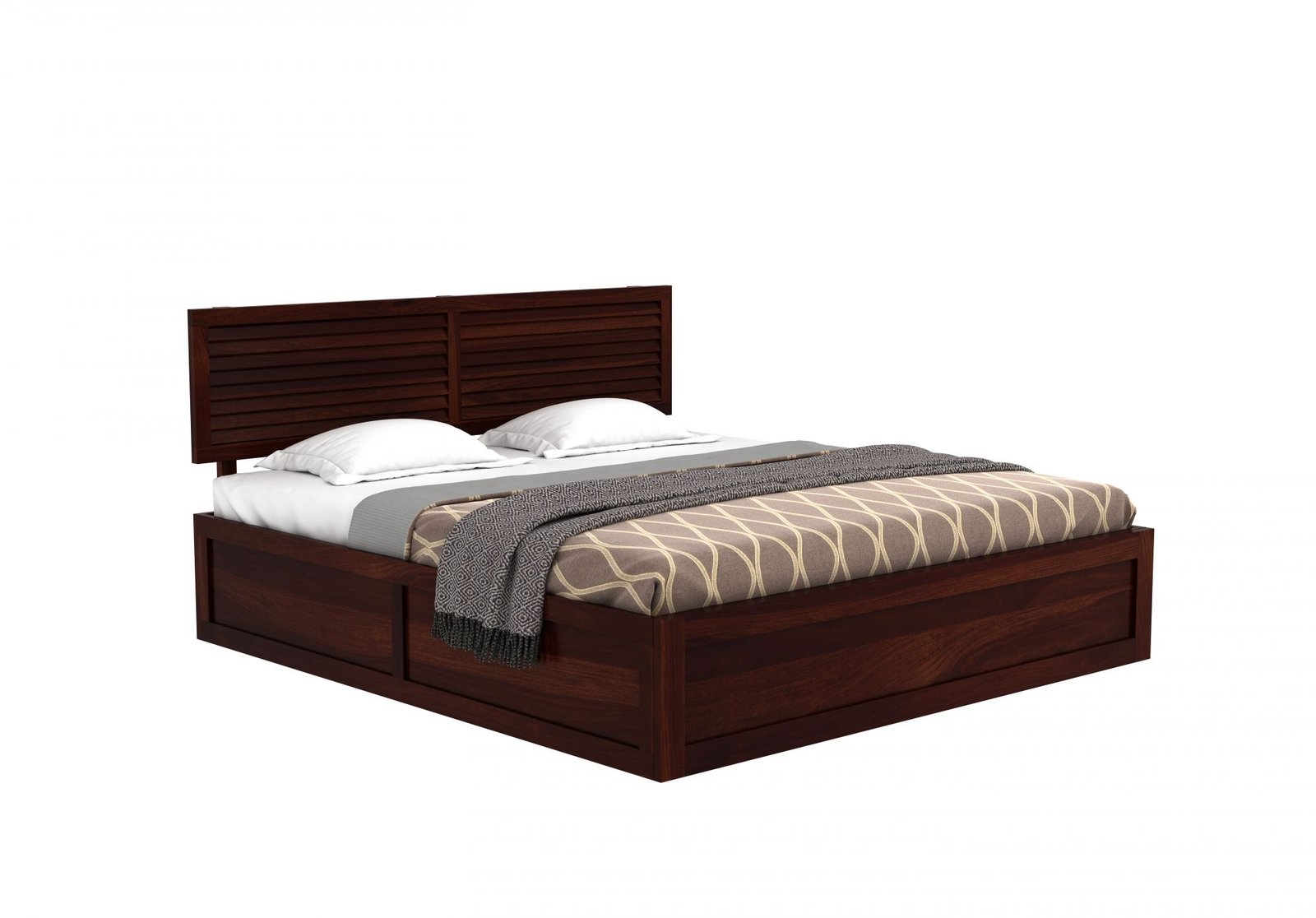 Verona Solid Sheesham Wood Storage Bed in Elegant Walnut Finish - Image 4