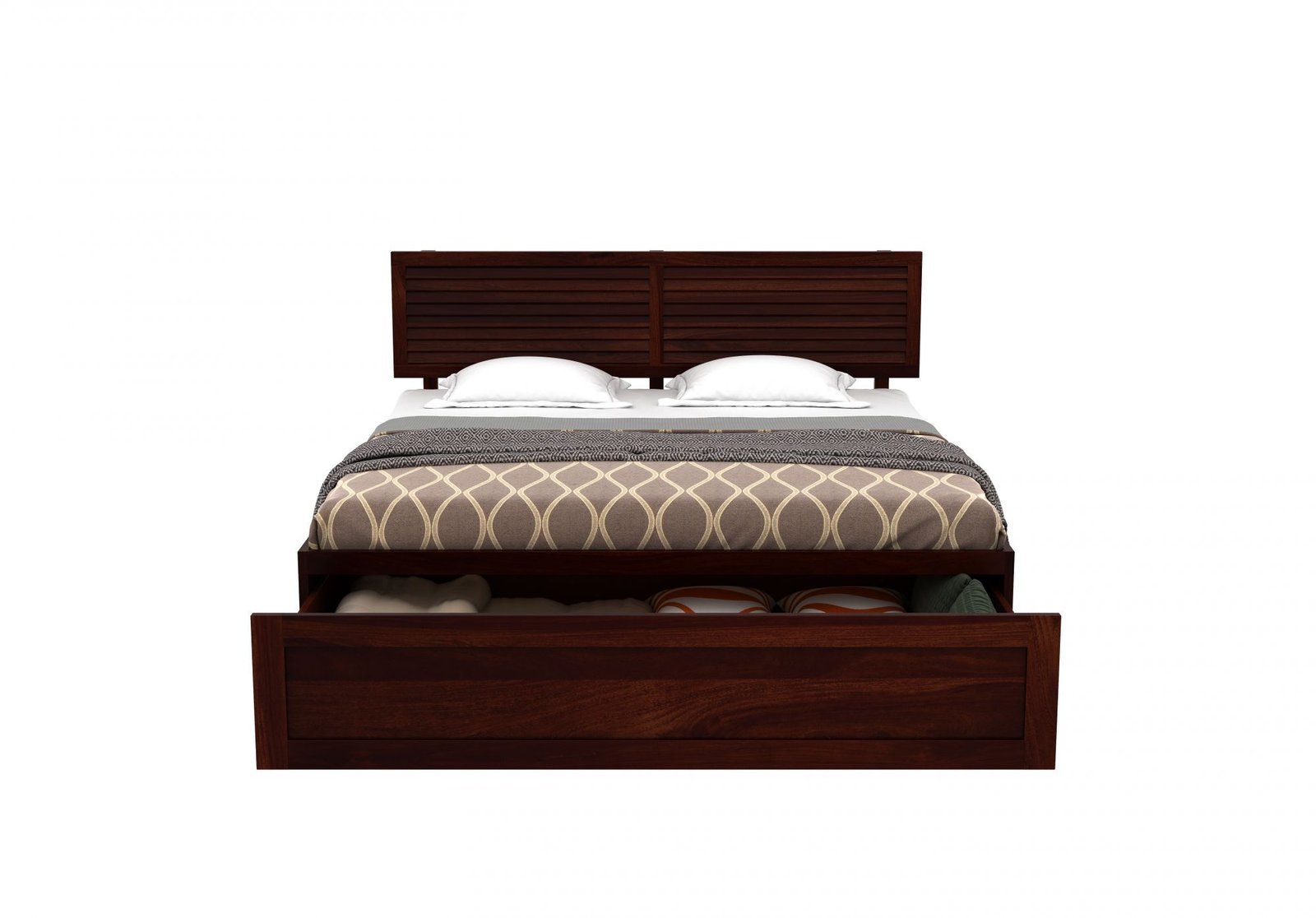 Verona Solid Sheesham Wood Storage Bed in Elegant Walnut Finish - Image 6