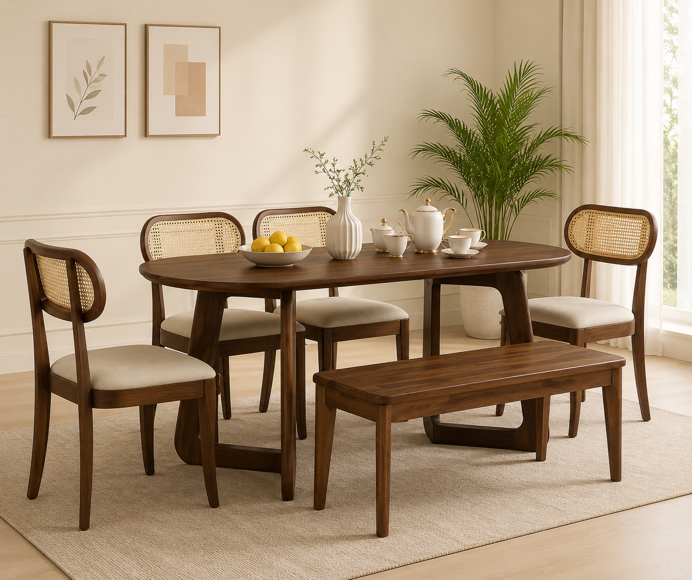 Veyron Contemporary Wooden 6 Seater Dining Set