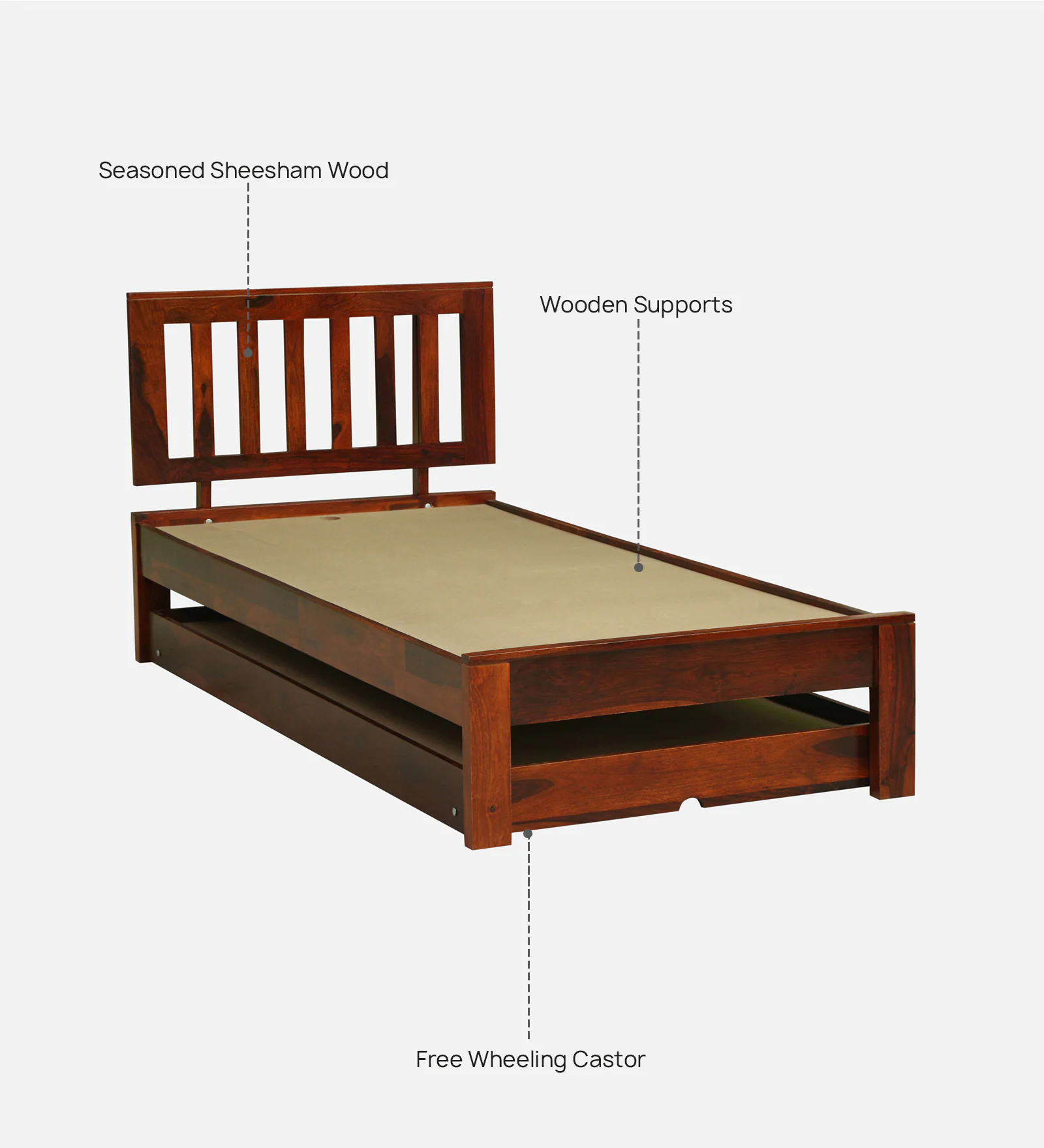 Vienna Luxury Solid Wood Single Bed in Natural Finish - Image 2