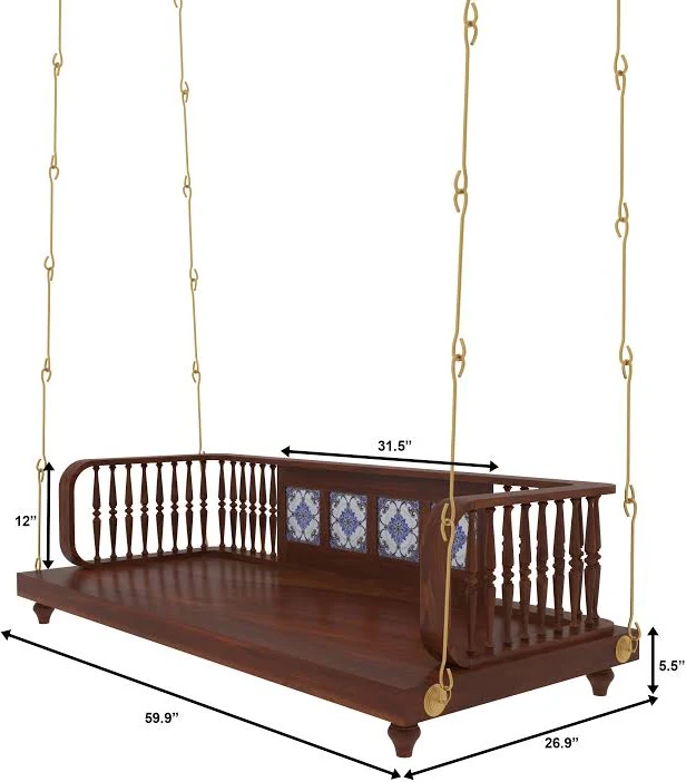 Vihana Luxury Solid Sheesham Wood Wooden Swing for Living Room - Image 3