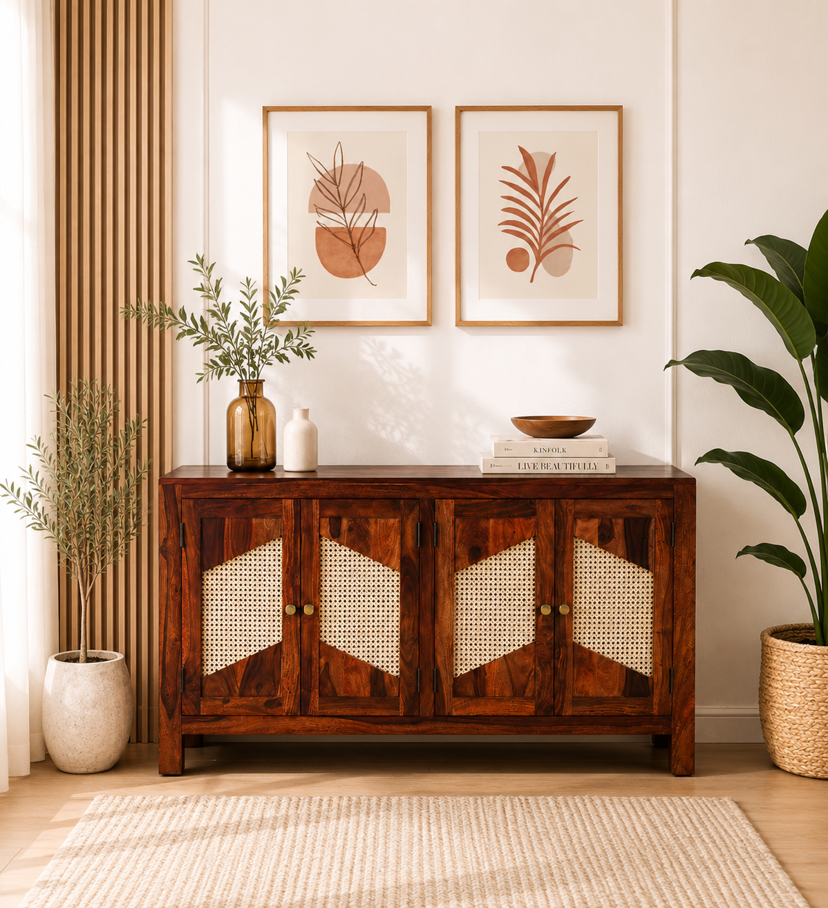 Bellanova Solid Sheesham Wood Utility Cabinet for Home Décor