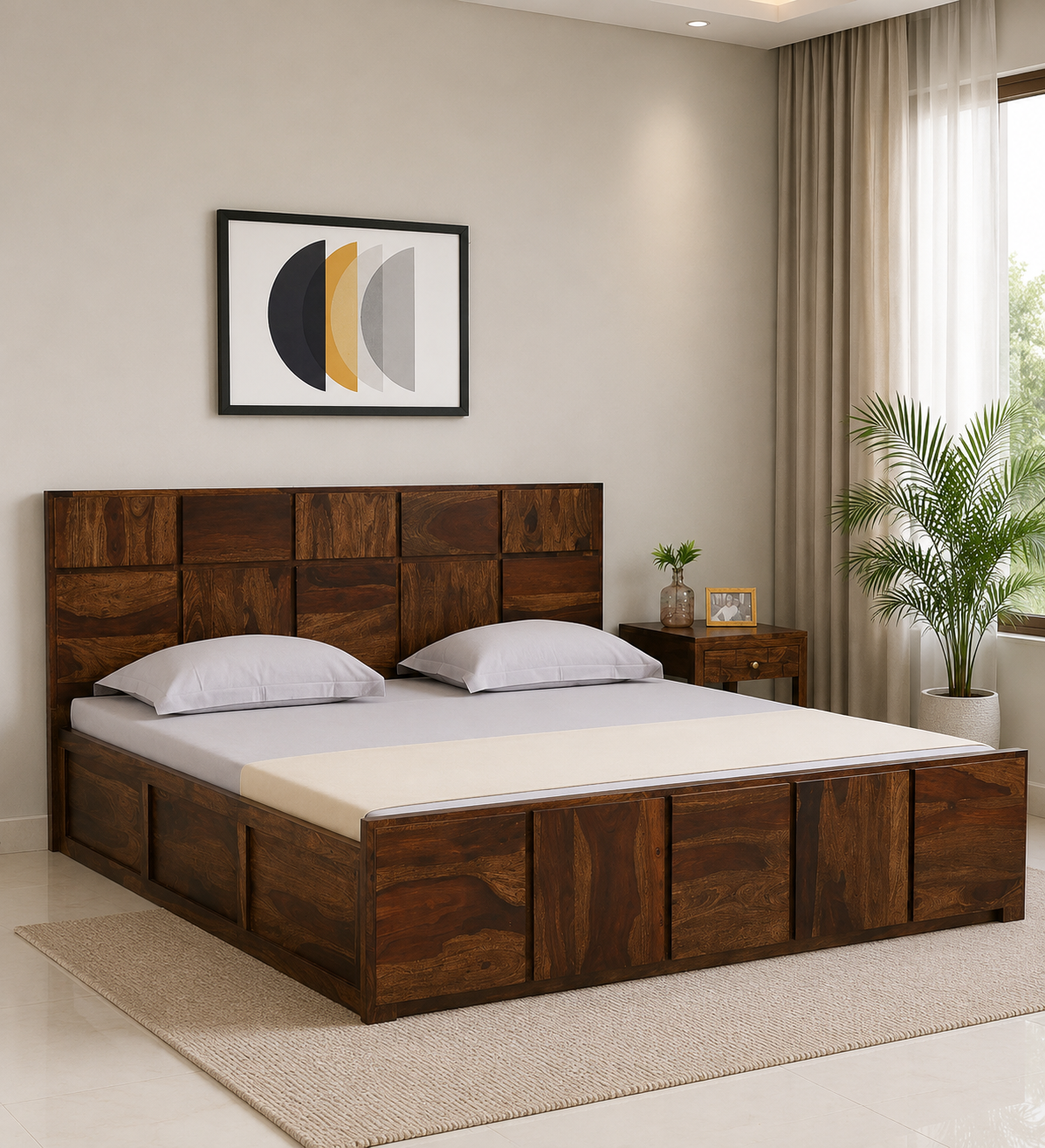 Westford Solid Sheesham Wood Bed with Contemporary Styling