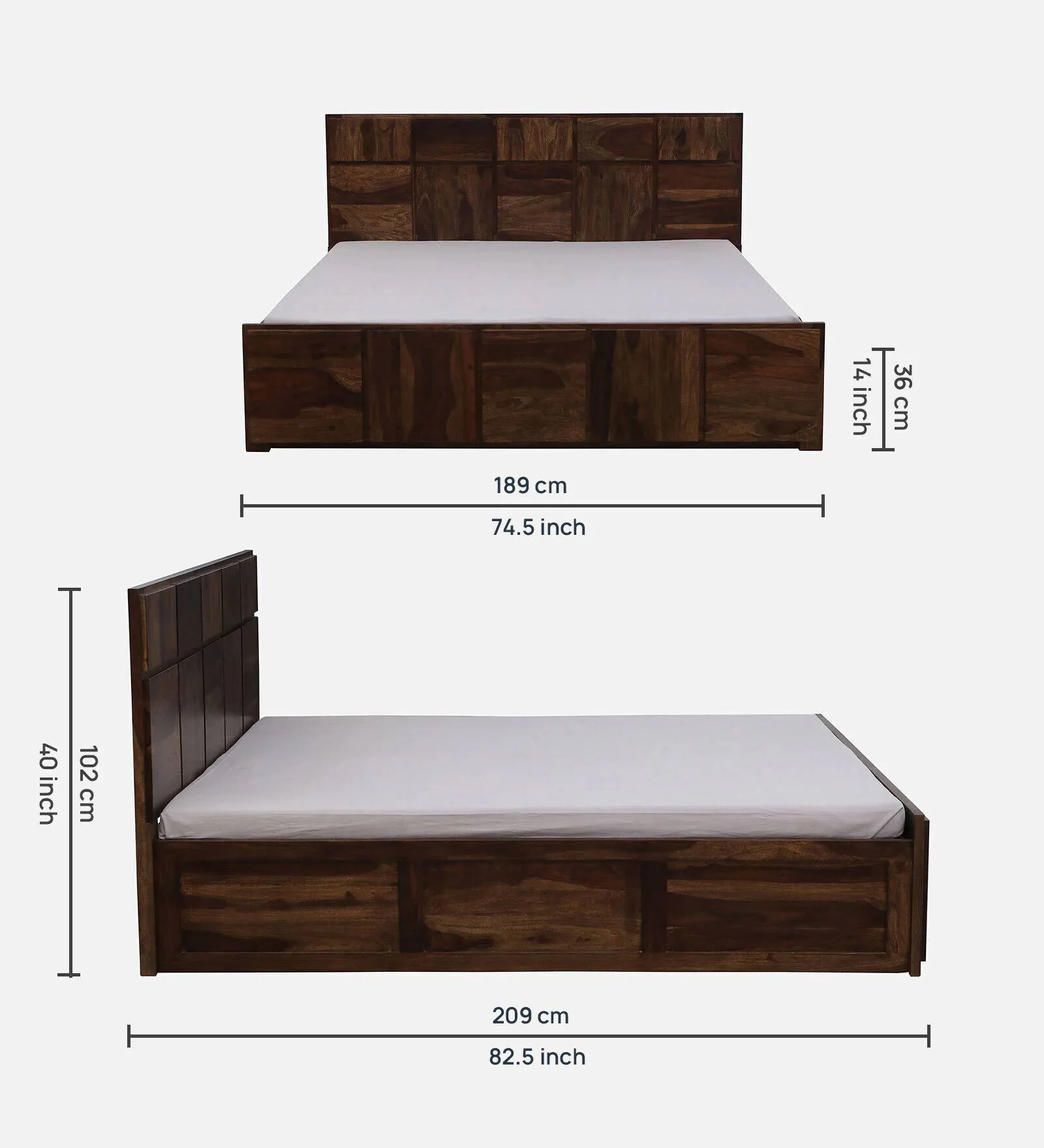 Westford Solid Sheesham Wood Bed with Contemporary Styling - Image 2